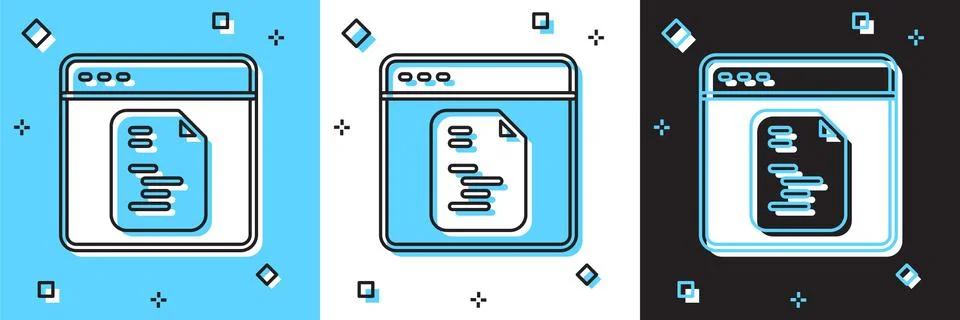 Set Software, web developer programming code icon isolated on blue and white Stock Illustration