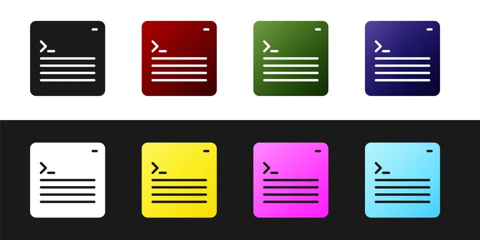 Set Software, web developer programming code icon isolated on black and white 스톡 일러스트