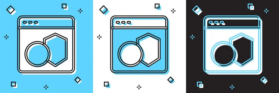 Set Software, web developer programming code icon isolated on blue and white Stock Illustration