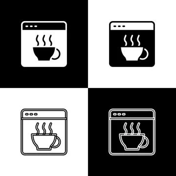 Set Software, web developer programming code icon isolated on black and white Stock Illustration