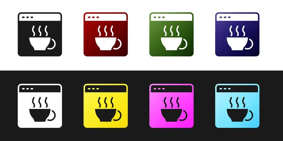 Set Software, web developer programming code icon isolated on black and white 스톡 일러스트