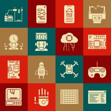 Set Software, web developer programming code, Remote control, Printed circu.. Stock Illustration