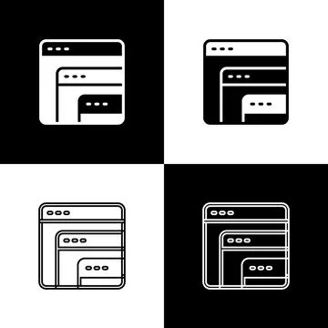 Set Software, web developer programming code icon isolated on black and whi.. 스톡 일러스트