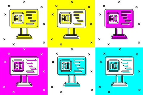 Set Software, web developer programming code icon isolated on color backgroun Stock Illustration