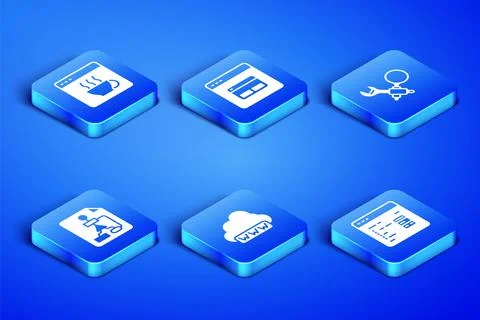 Set Software, Web development, Flowchart, Search engine and Debugging icon Illustrazione stock