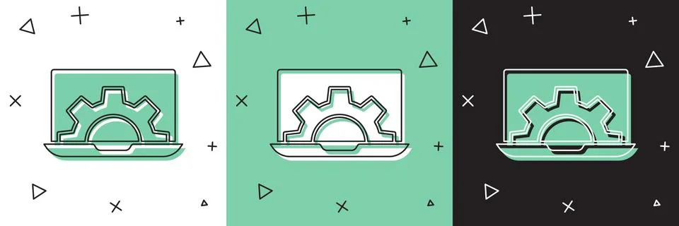 Set Software, web development, programming concept icon isolated on white and Illustration