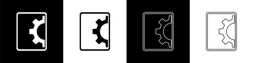 Set Software, web development, programming concept icon isolated on black and Stock Illustration