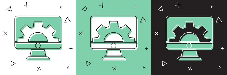 Set Software, web development, programming concept icon isolated on white and Stock Illustration