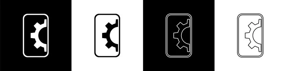 Set Software, web development, programming concept icon isolated on black and Stock Illustration