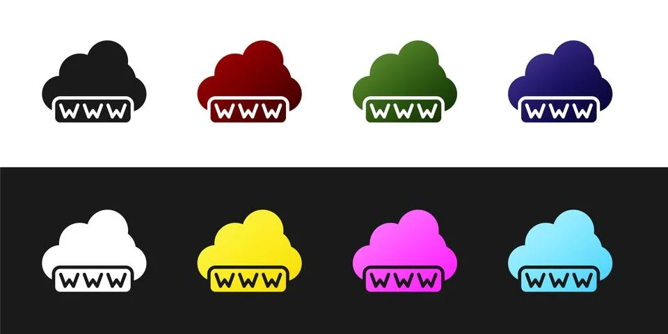 Set Software, web development, programming concept icon isolated on black and Stock Illustration