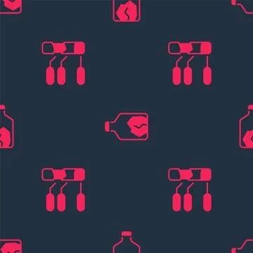 Set Soil analysis and Ore mining on seamless pattern. Vector Illustrazione stock