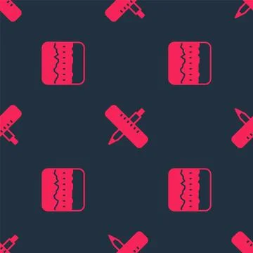 Set Soil ground layers and Crossed ruler and pencil on seamless pattern. Vector Stock Illustration