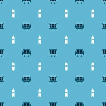 Set Solar energy panel and Bottle of water on seamless pattern. Vector イラスト素材