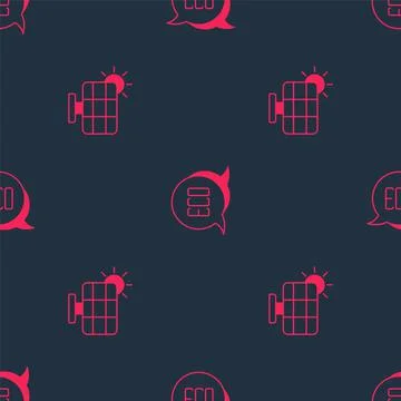 Set Solar energy panel and Leaf Eco symbol on seamless pattern. Vector イラスト素材