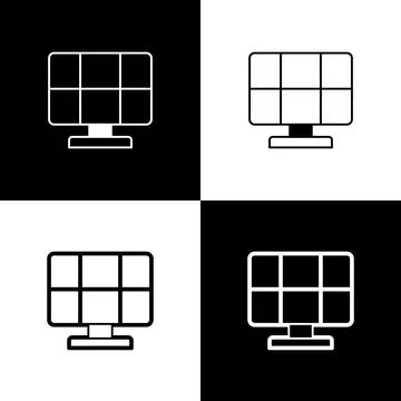 Set Solar energy panel icon isolated on black and white background. Vector Stockillustratie