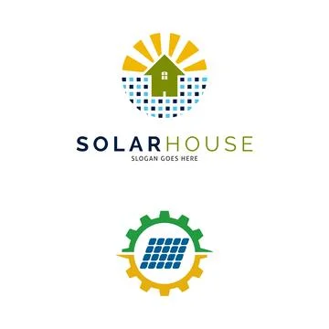 Set of Solar House Icon Vector Logo Template Illustration Design Stock Illustration