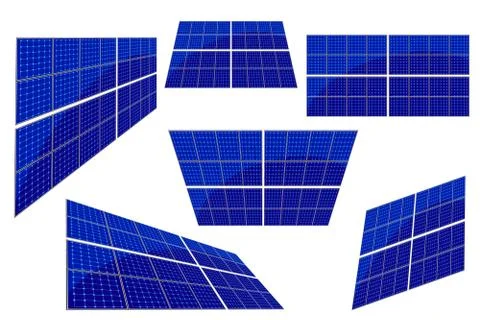 Set of solar panel isolated on white background. Stock Illustration