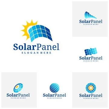 Set of Solar panel logo vector template, Creative solar panel icon of natur.. Stock Illustration