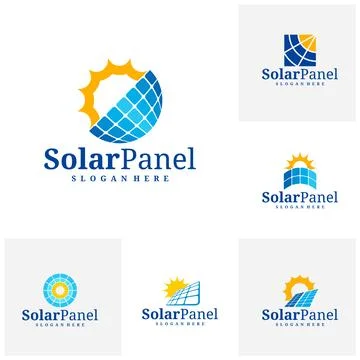 Set of Solar panel logo vector template, Creative solar panel icon of natur.. 스톡 일러스트