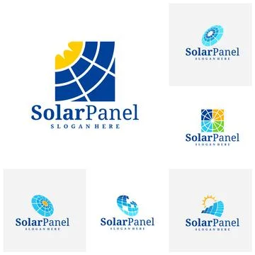 Set of Solar panel logo vector template, Creative solar panel icon of natur.. Stock Illustration