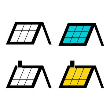 Set of Solar panel system icon, green power technology, ecology energy vector Stock Illustration