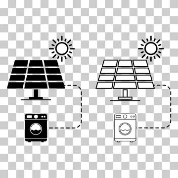 Set of Solar panel system icon, green power technology, ecology energy vector Stock Illustration