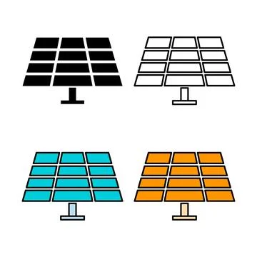 Set of Solar panel system icon, green power technology, ecology energy vector Stock Illustration