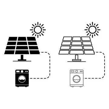 Set of Solar panel system icon, green power technology, ecology energy vector Stock Illustration