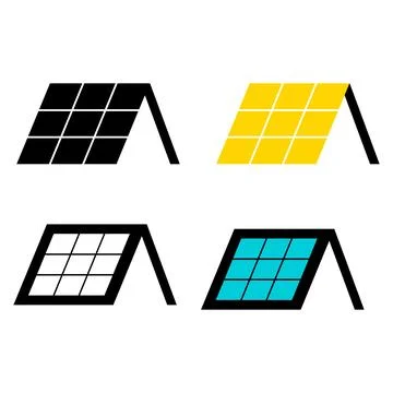 Set of Solar panel system icon, green power technology, ecology energy vector Stock Illustration
