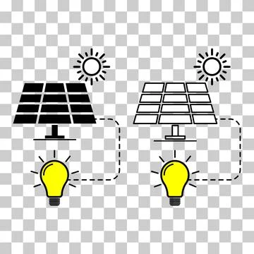Set of Solar panel system icon, green power technology, ecology energy vector Stock Illustration
