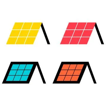 Set of Solar panel system icon, green power technology, ecology energy vector Stock Illustration