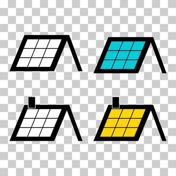 Set of Solar panel system icon, green power technology, ecology energy vector Stock Illustration