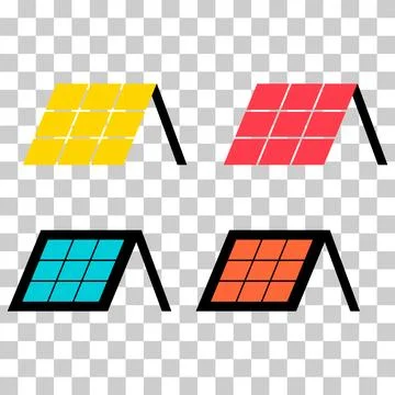 Set of Solar panel system icon, green power technology, ecology energy vector Stock Illustration