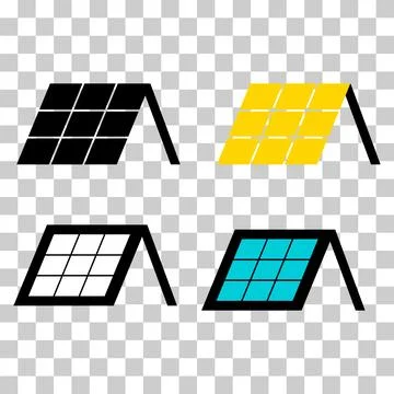 Set of Solar panel system icon, green power technology, ecology energy vector Stock Illustration