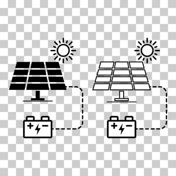 Set of Solar panel system icon, green power technology, ecology energy vector Stock Illustration