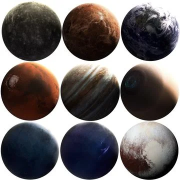Set of solar system planets rendered in 3D. Elements of this image furnished by Illustrazione stock