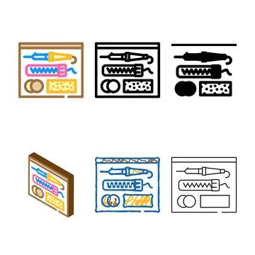Set soldering components electronics color icon vector イラスト素材