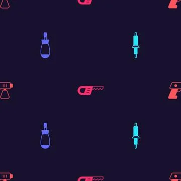Set Soldering iron, Screwdriver, Reciprocating saw and Paint spray gun on s.. Stock Illustration
