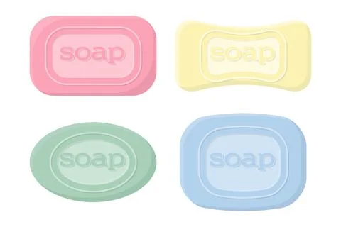 A set of solid soap of different shapes Stock Illustration