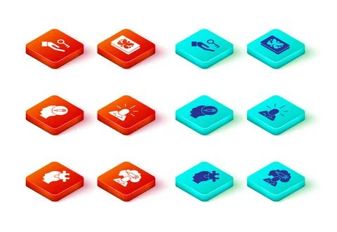 Set Solution to the problem, Addiction drug, Depression, Rorschach test and icon イラスト素材