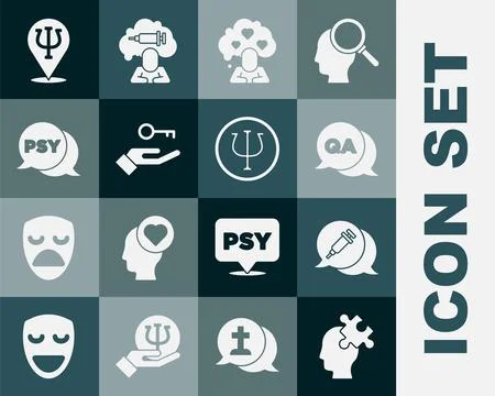 Set Solution to the problem, Addiction drug, Question and Answer, Broken hear Stock Illustration