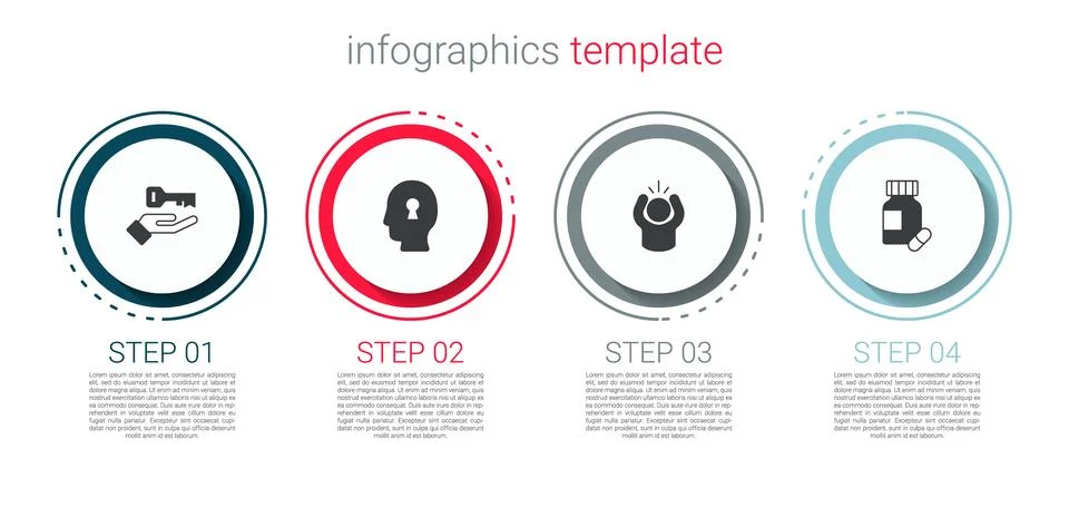 Set Solution to the problem, , Anger and Sedative pills. Business infographic Stock Illustration
