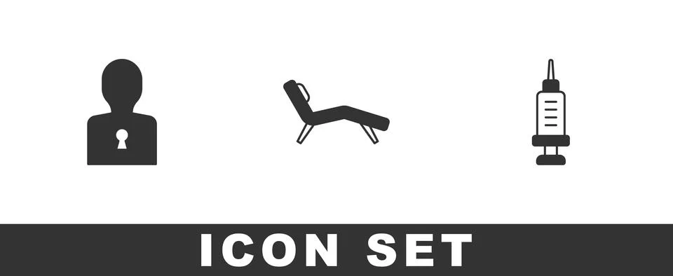 Set Solution to the problem, Armchair and Addiction drug icon. Vector Illustrazione stock
