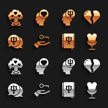 Set Solution to the problem, Broken heart or divorce, Armchair, Psychology book Stock Illustration