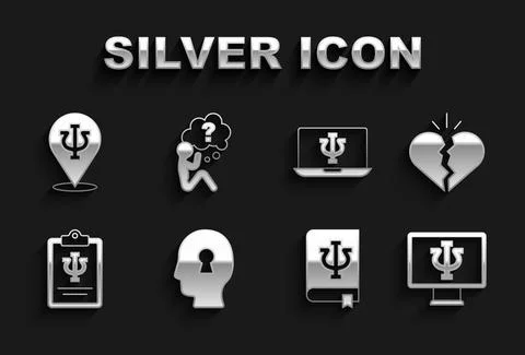 Set Solution to the problem, Broken heart or divorce, Psychologist online Illustrazione stock