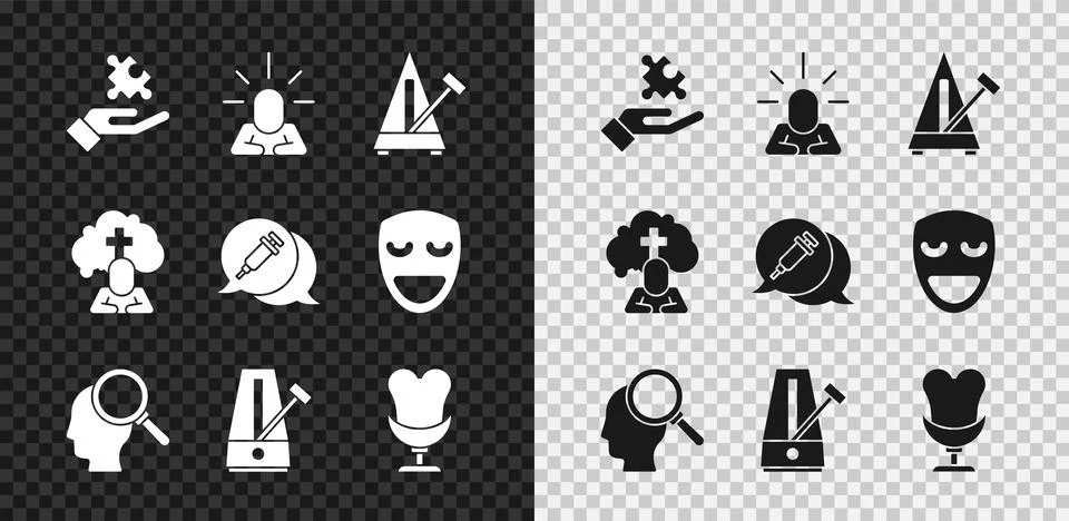 Set Solution to the problem, Depression, Metronome with pendulum, Finding a Illustrazione stock