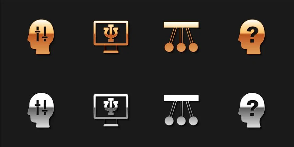 Set Solution to the problem, Psychologist online, Pendulum and Head with 库存插图