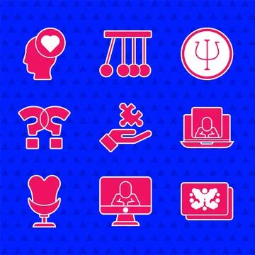 Set Solution to the problem, Psychologist online, Rorschach test, Armchair Stock Illustration