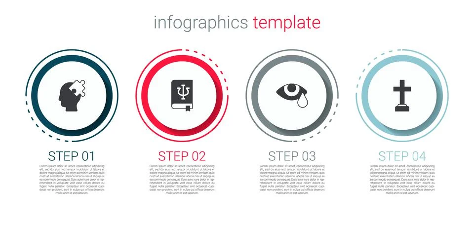 Set Solution to the problem, Psychology book, Psi, Tear cry eye and Graves Stock Illustration