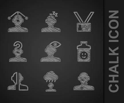 Set Solution problem in psychology, Depression and frustration, Tear cry eye, Stock Illustration